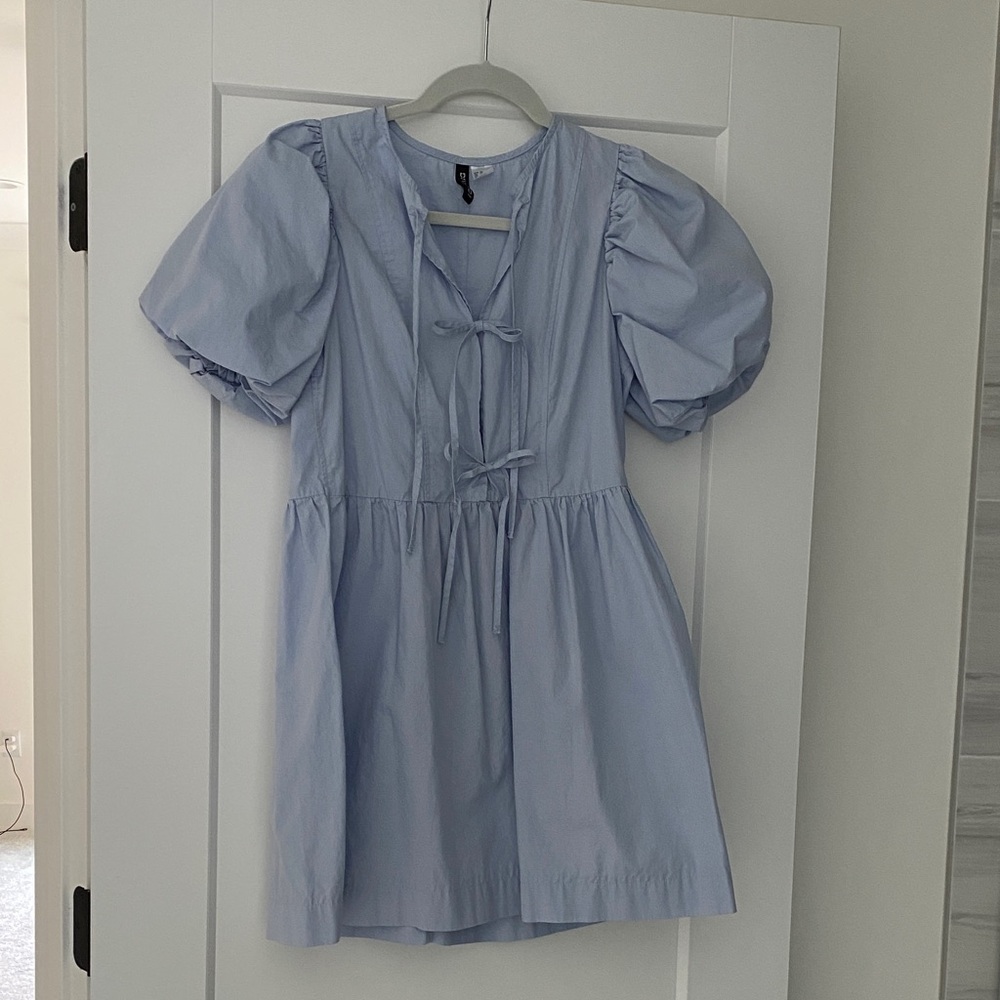 Light Blue Puff Sleeve Dress